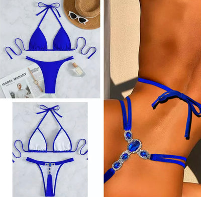 Pearissa Angie Crystal Thong Swim Suits